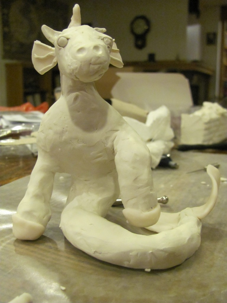 base coat of clay and details on the Hippocampus: Front
