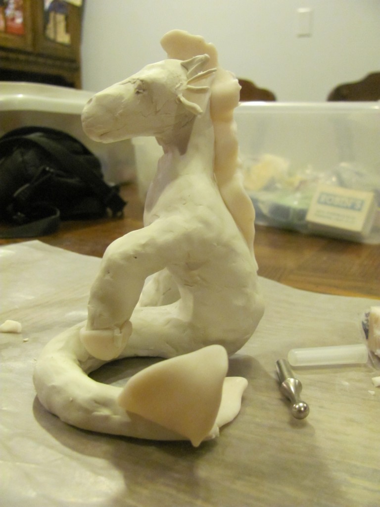 base coat of clay and details on the Hippocampus: side view