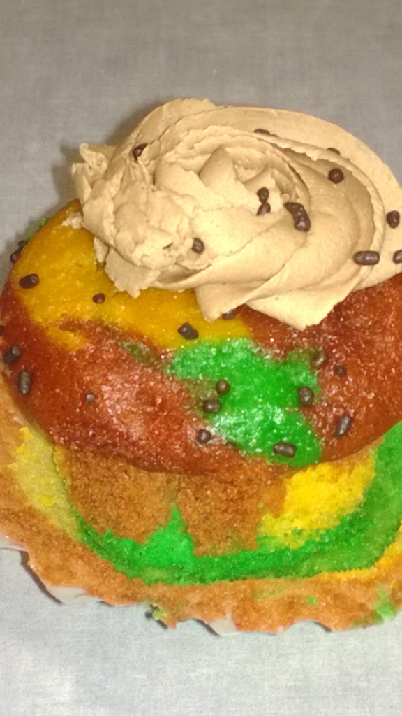 a multicolored frosted muffin. I think.