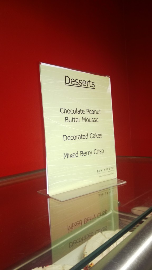 menu listing chocolate peanut butter mousse