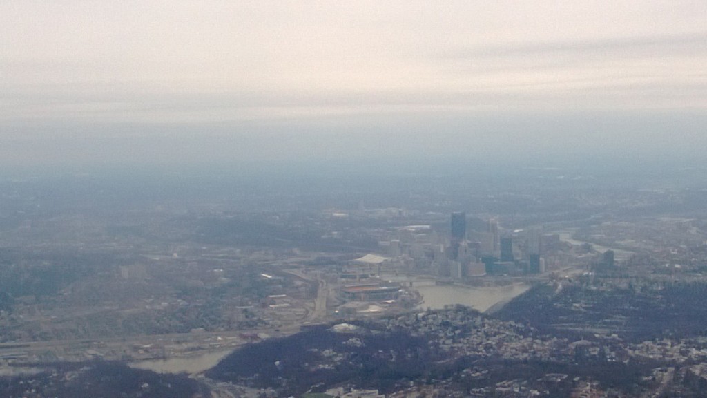 A panorama view of the ground, taken from an airplane