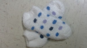 Fuzzy polka-dotted socks