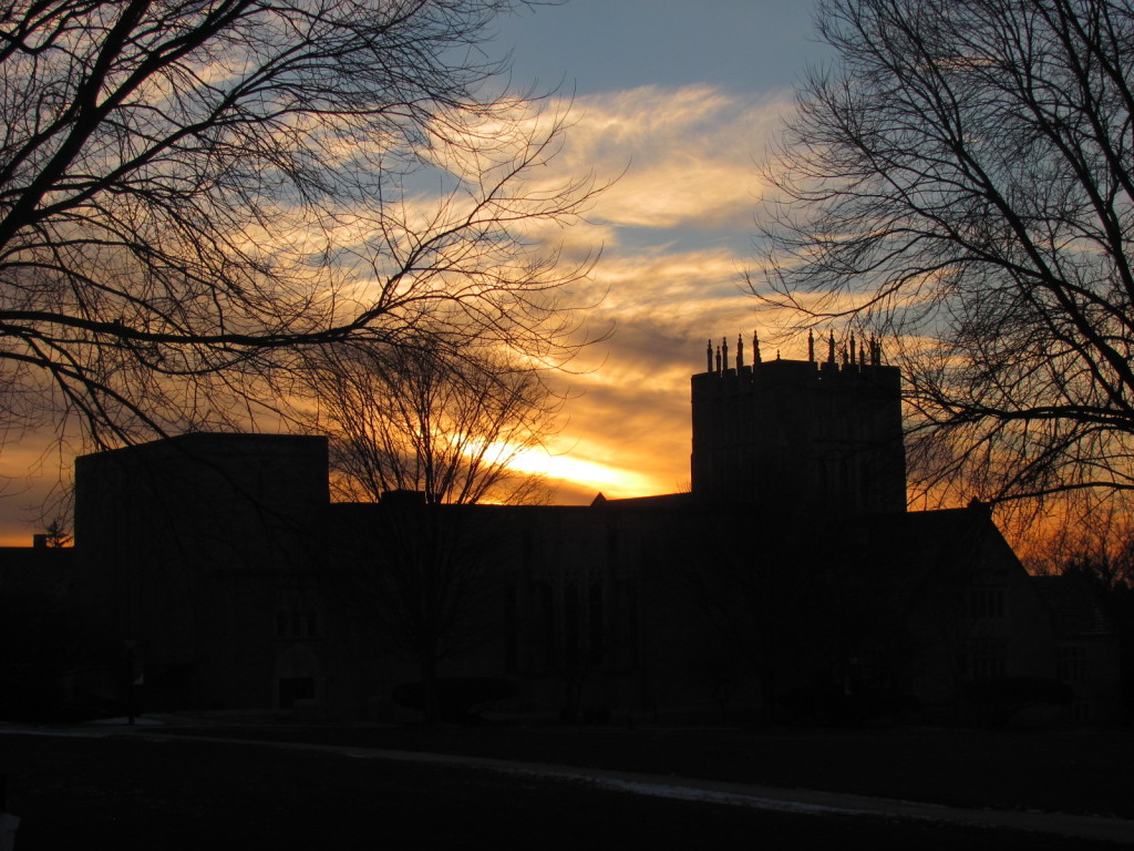 Pretty building sillhuette at sunset