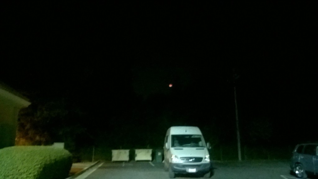 Very red-tinted moon due to lunar eclipse