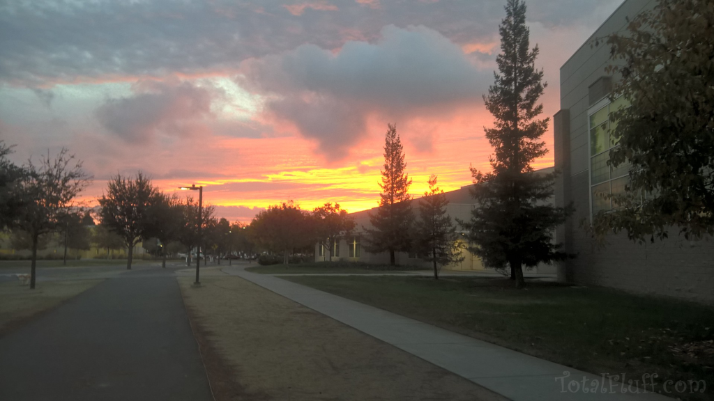 Sunrise with a building at dawn