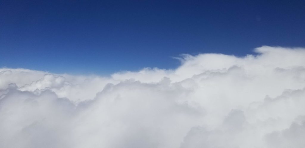 Gorgeous fluffy clouds, viewed from air.